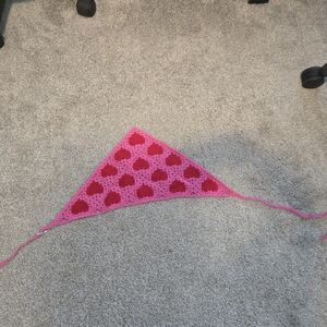 Pink Heart Crochet Bandana